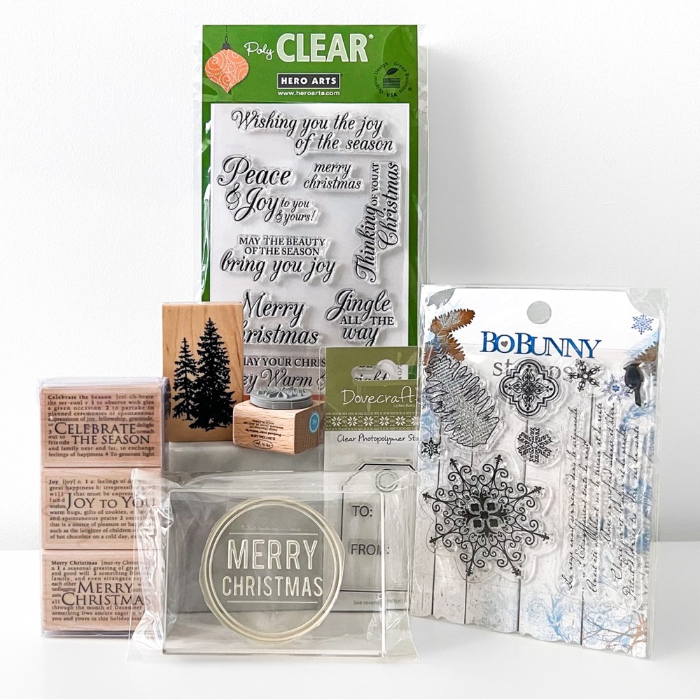 NEW 24 Christmas Holiday Stamps Rubber & Clear for Crafts, Scrapbooking, Cards